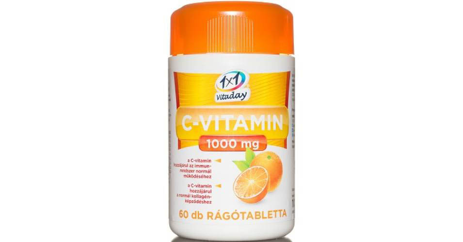 1x1 Vitaplus C-vitamin 1000 mg narancs ízű rágótabletta 
